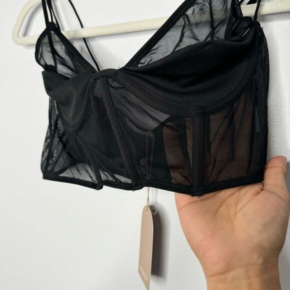 Meshki Angelique Demi cup mesh bustier top size medium - Picture 3 of 6